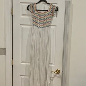 Show Me Your MuMu Rainbow Striped and White Maxi Dress